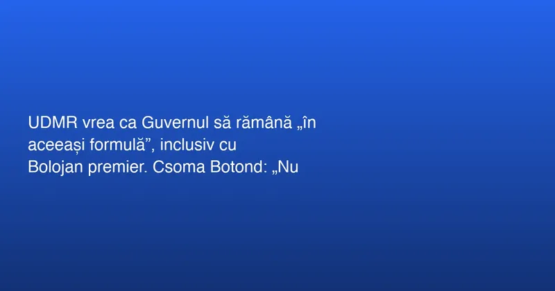 UDMR vrea continuitate în guvernare