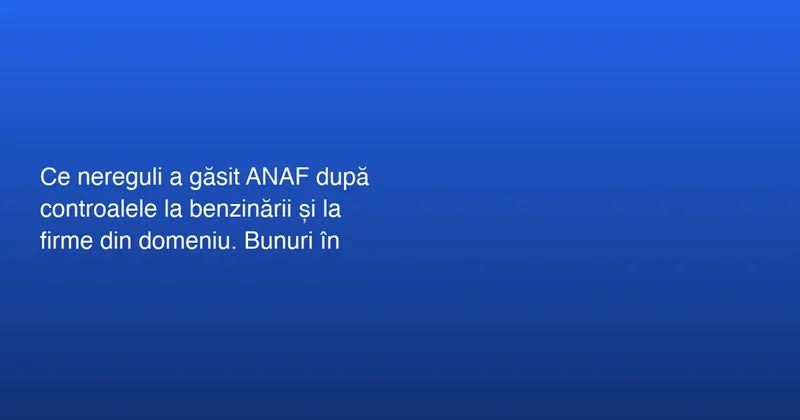 Controale ANAF la Companiile de Carburanți